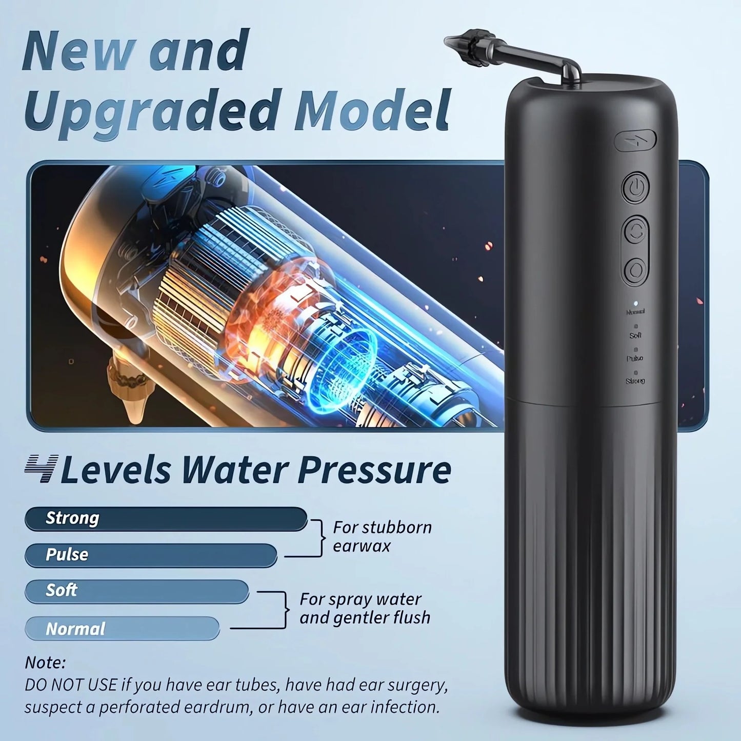 Water Powered Ear Wax Removal Tool Kit – Electric Ear Cleaner with 10 Tips, Rechargeable, Waterproof, Safe & Effective