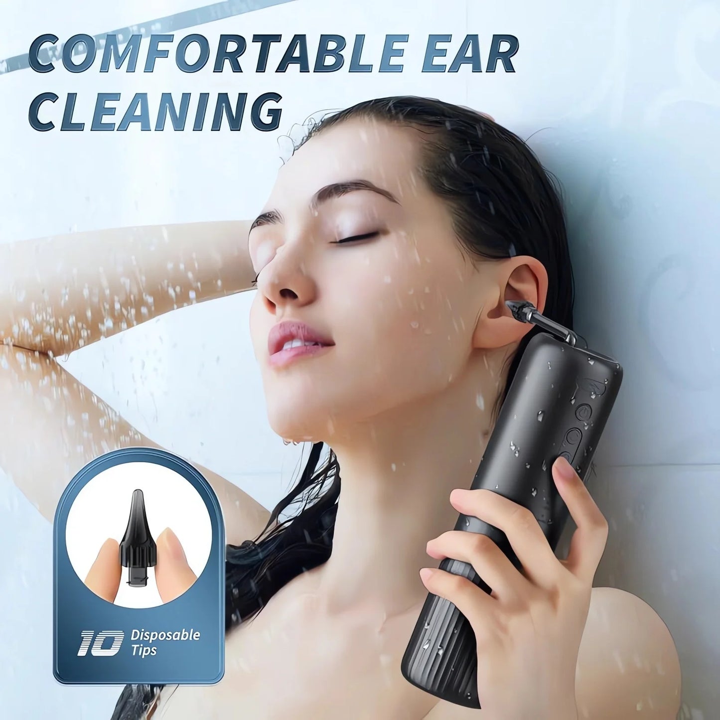 Water Powered Ear Wax Removal Tool Kit – Electric Ear Cleaner with 10 Tips, Rechargeable, Waterproof, Safe & Effective